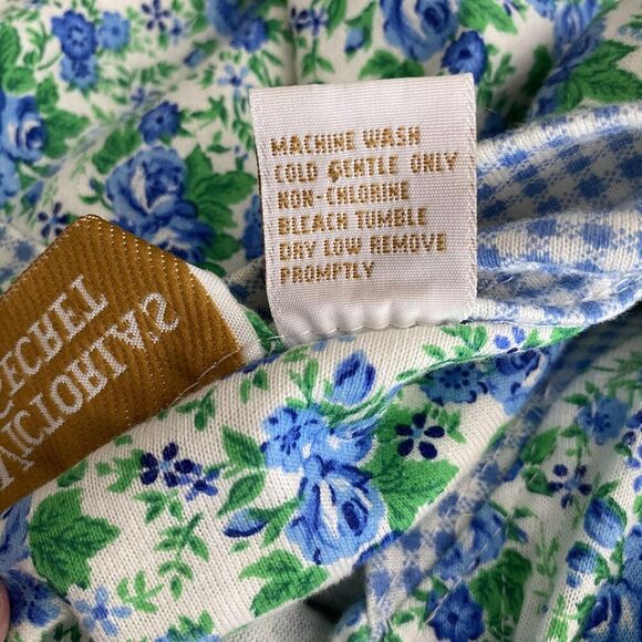 Vintage Victoria's Secret Robe Womens Medium Large Blue Floral Cotton Belted 90s - Picture 7 of 7